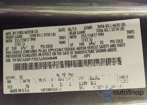 2014 Ford Escape S from USA, damaged, VIN 1FMCU0F7XEUA04848